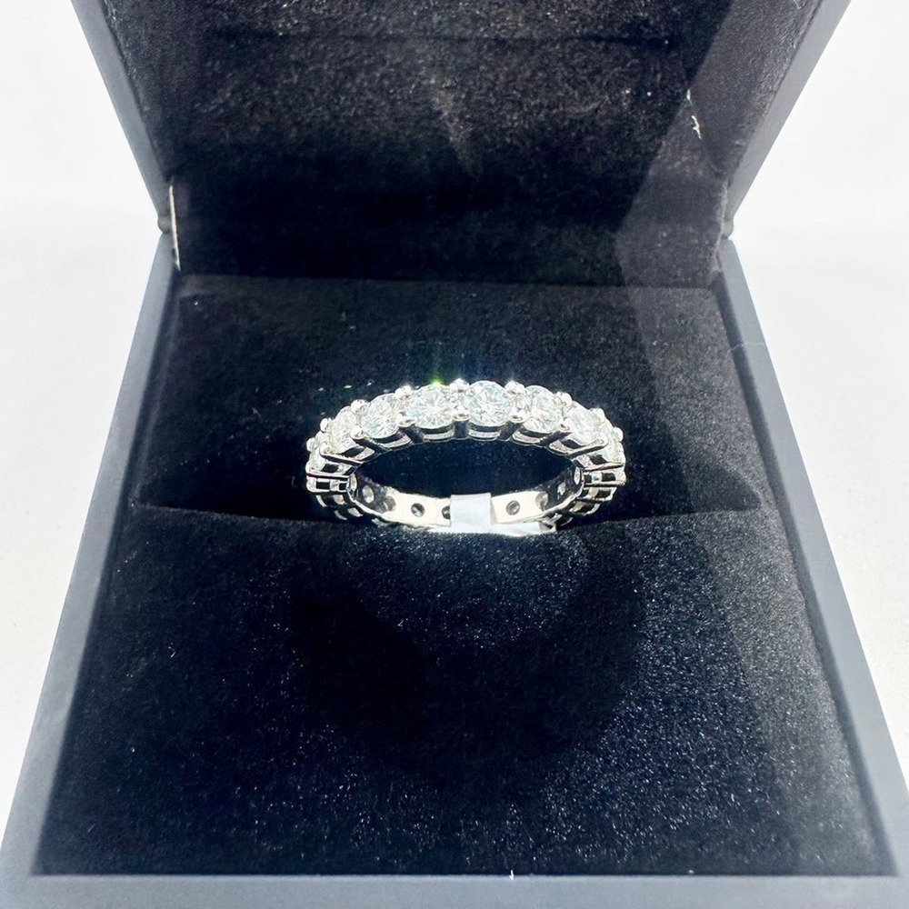 Moissanite Diamond Ring Eternity Wedding Band Anniversary Brilliant 2 Ct Size 7 - Picture 9 of 12
